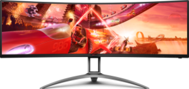 Монитор AOC 48.8", VA, UltraWide, 5120х1440, изогнутый, 4 мс, 165 Гц, AMD FreeSync Premium Pro, nVidia G-Sync Compatible, 400 кд/м2, 178°/178°, 3xHDMI, DisplayPort, USB Type-C, динамики, чёрный