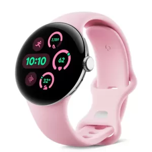 Умные часы Google Pixel Watch 3 41 мм, Wi-Fi, Polished Silver Aluminum Case / Rose Quartz Active Band Умные часы Google Pixel Watch 3 41 мм, Wi-Fi, Polished Silver Aluminum Case / Rose Quartz Active Band