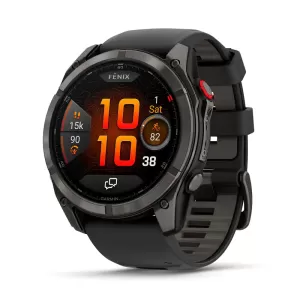 Смарт-часы Garmin Fenix 8 Pro 51mm, AMOLED Sapphire, титановый «угольно-серый» корпус, DLC , cерый силиконовый ремешок