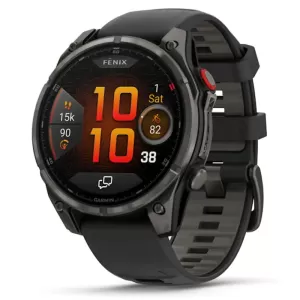 Умные часы Garmin fenix 8 Pro – 47 mm, AMOLED Sapphire, Carbon grey DLC titanium with Black/pebble grey silicone band (010-03198-01)
