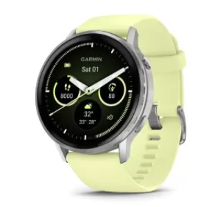 Умные часы Garmin Venu 4 45mm Silver Bezel with Citron Silicone Band, серебристый