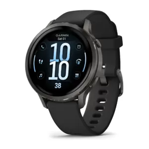 Умные часы Garmin Venu 4 45mm Slate with Black Silicone Band, черный