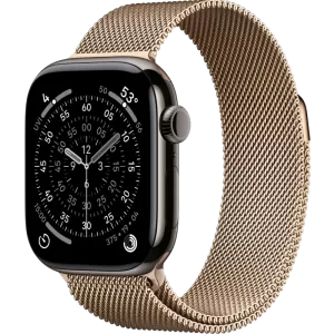 Смарт-часы Apple Watch 11 титановые Gray  46 мм, Milanese Loop Gold