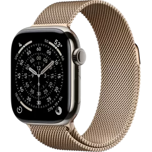 Смарт-часы Apple Watch 11 титановые Natural Titanium  46 мм, Milanese Loop Gold