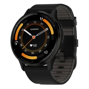 Умные часы Garmin Venu 3 Slate stainless steel bezel with black case and black leather band (010-02784-52)